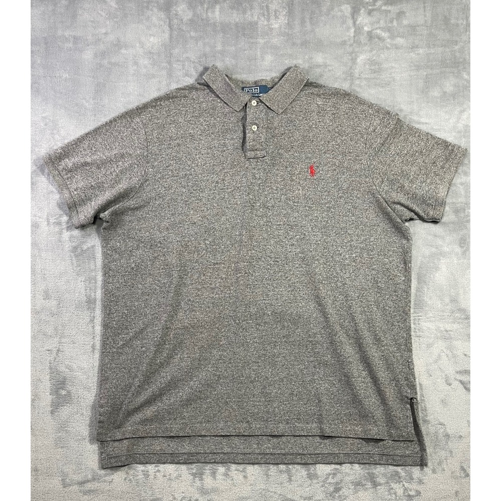 Polo Ralph Lauren Mens XXL Custom Fit Heather Grey Short Sleeve Polo Shirt